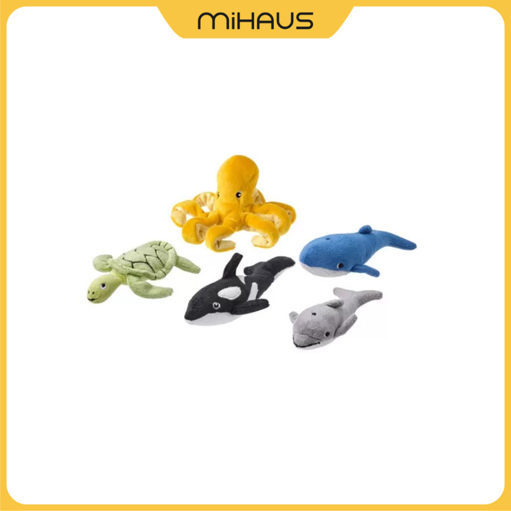 New Arrival IKEA BLÅVINGAD Set boneka isi 5, hewan laut/warna campuran