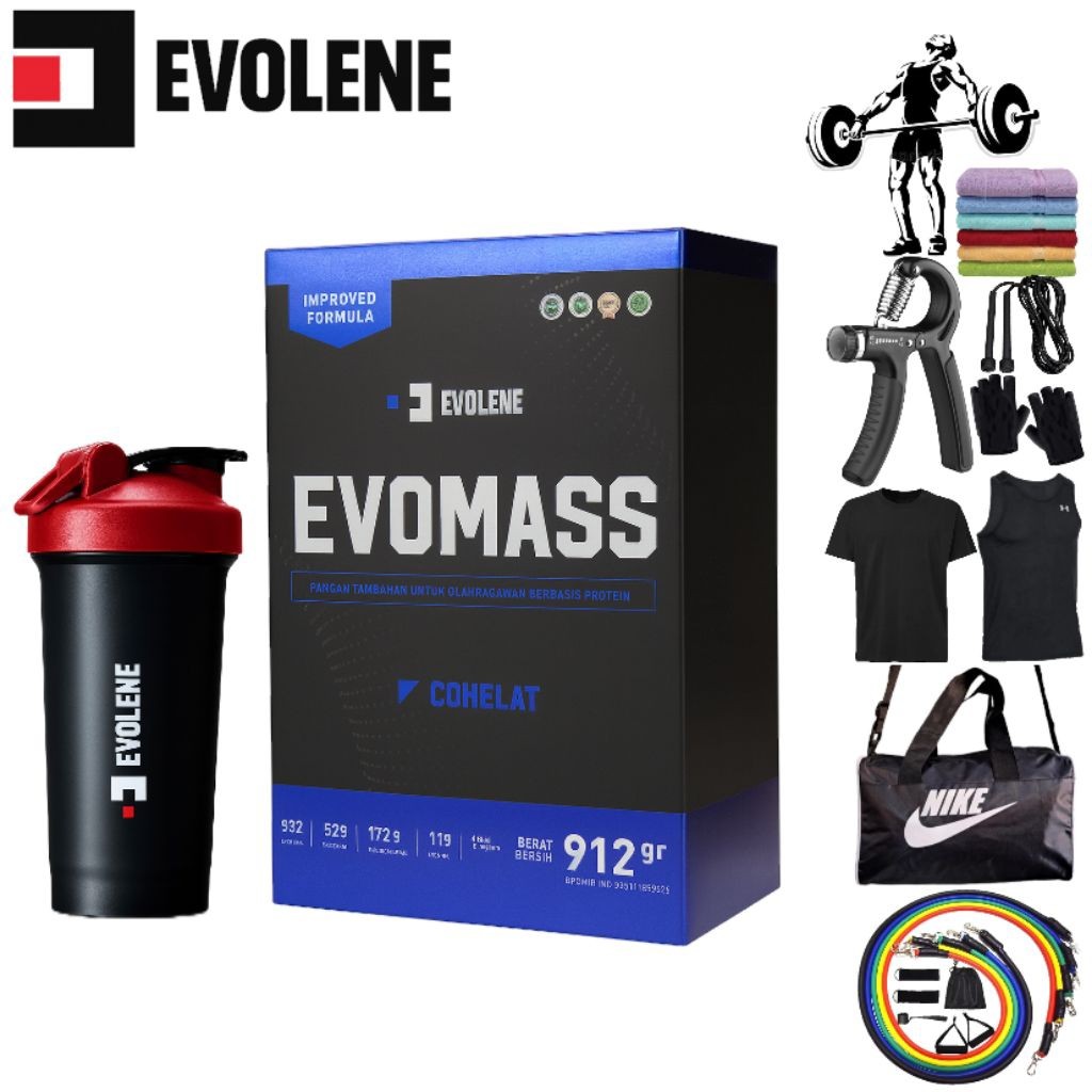 PROMO EVOLENE Evomass Gainer 912 gram 2lbs | Evo Mass BPOM HALAL MUI evomas PREVO
