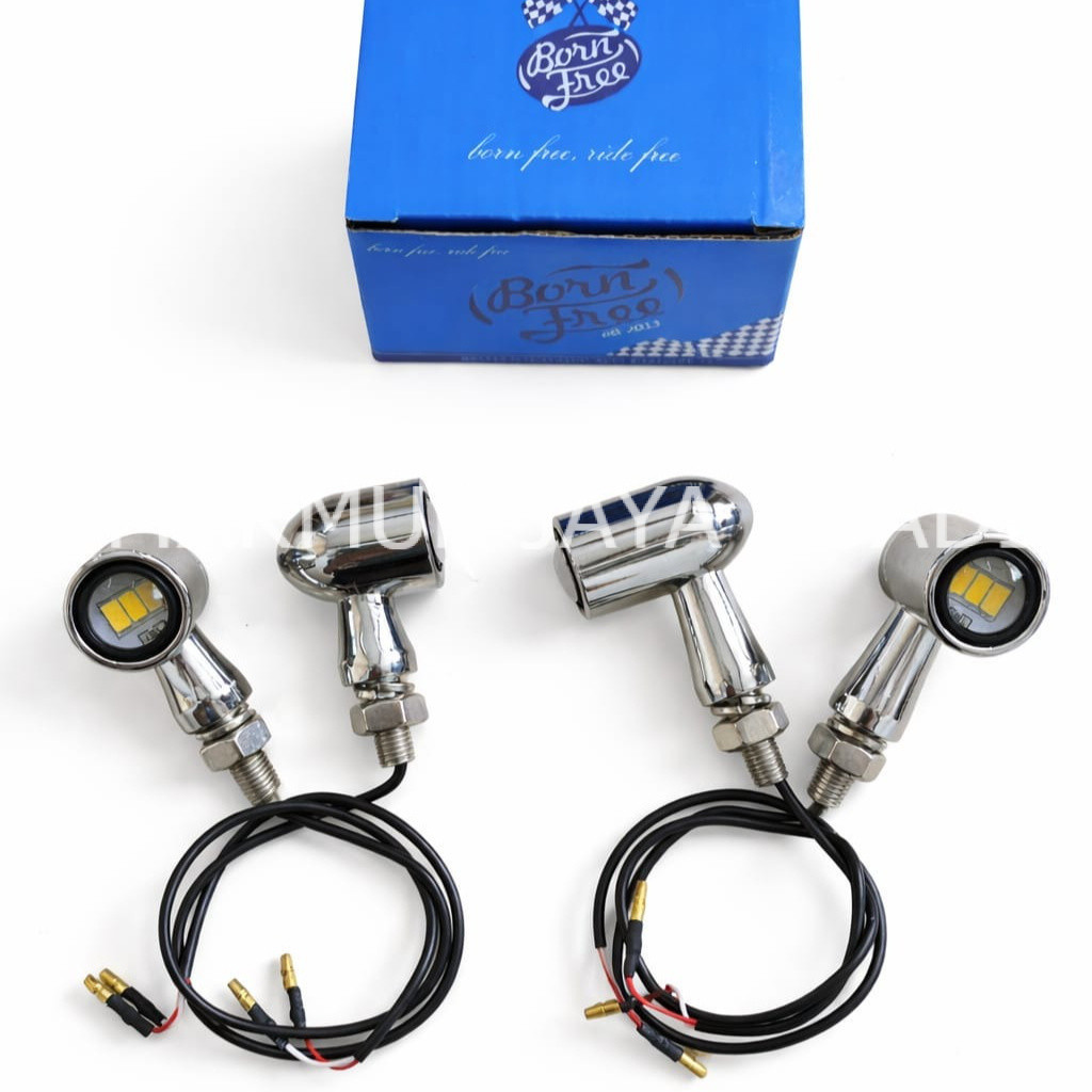Sen Motor LED Kapsul Sedang Kecil Chrome Born Free – Lampu Sein Custom Universal Terang & Stylish