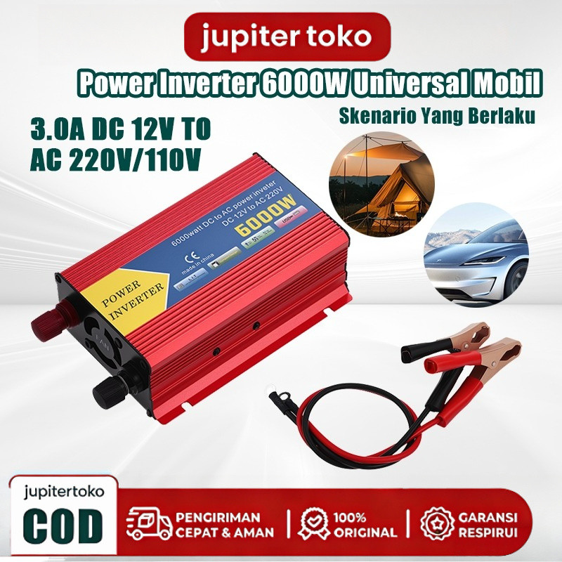 Power Inverter 6000 Watt DC 12V/24V ke AC 220V Universal Inverter Mobil Perubah Arus Listrik DC to A