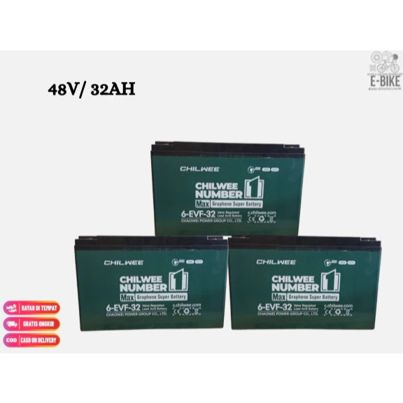 READY Aki CHILWEE 6-EVF-32 / 6EVF32 - Baterai Sepeda Listrik / Motor Listrik ; 12V - 32Ah