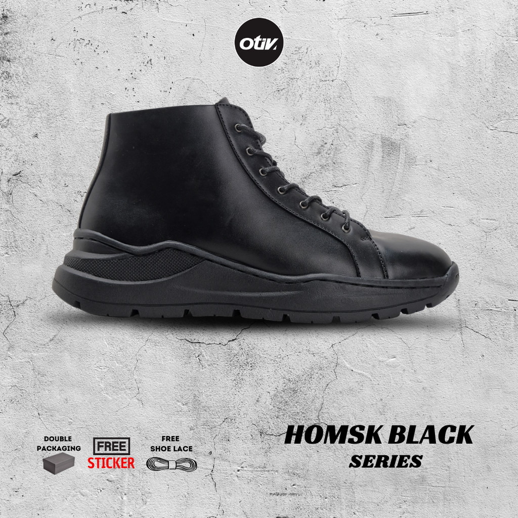Otiv Homsk Black | Sepatu Boots Kulit Casual Pria