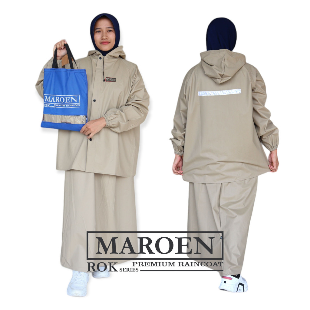 JAS HUJAN MAROEN JAKET ROK WANITA BAHAN PVC TEBAL LENTUR KUAT MURAH GROSIR JAS HUJAN WANITA ROK GAMI