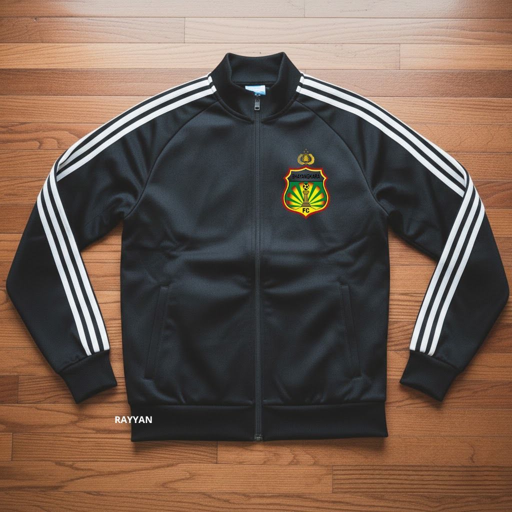 Bhayangkara Fc Tracktop Jacket Footbaal Club Indonesia Outdoor Motif List Tangan Putih Warna Hitam M