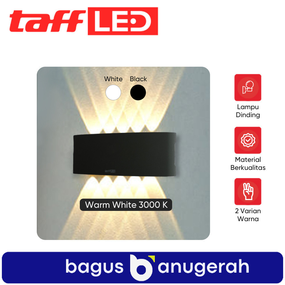 TAFFLED Lampu Dinding Hias Indoor Plastic Body 10W 10 LED Warm White - 10T