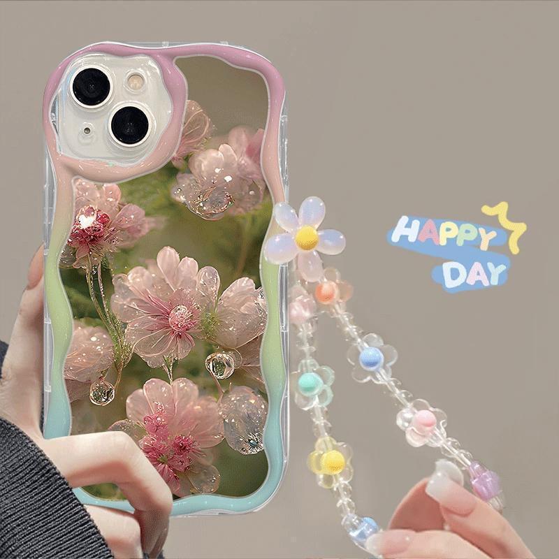 Flower Wrist Chain Phone Case For Samsung Galaxy A16 A06 A54 A55 A35 A24 A25 A15 A34 A31 A32 A51 A52