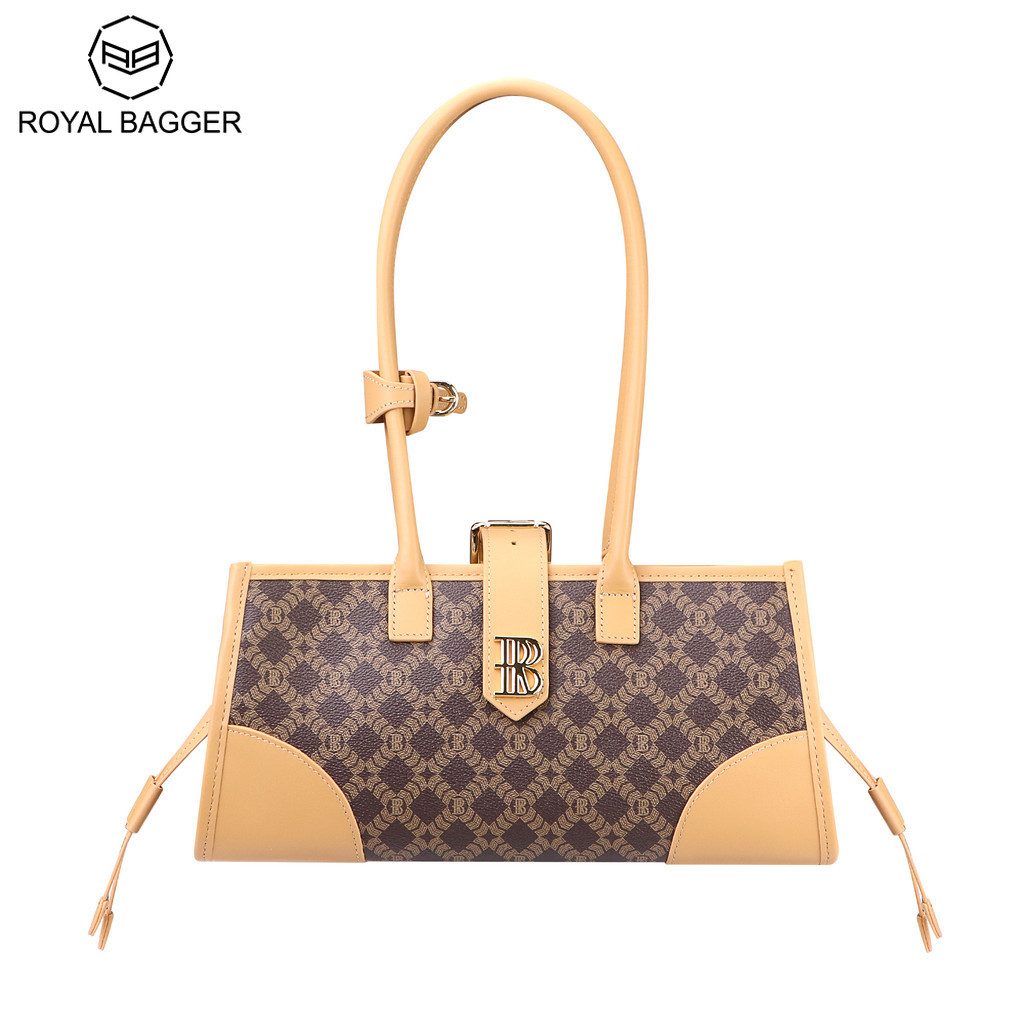 Royal Bagger Tas Bahu Wanita, Tas Ketek dari Kanvas Berlapis & Kulit Sapi Samak Nabati 5265