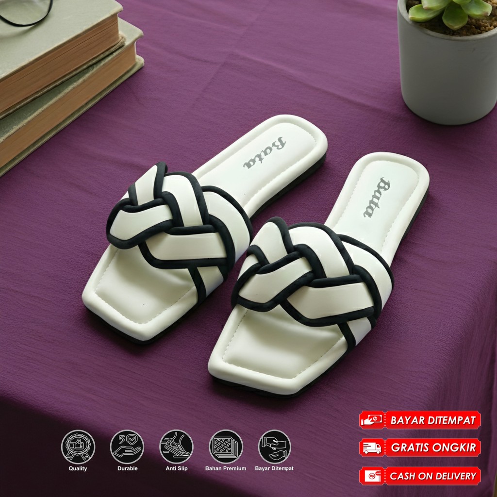 SANDAL NYAMAN BATA KEKINIAN SENDAL SELOP EMPUK TEPLEK SLOP WANITA TERBARU TRENDY PLATFORM CEWEK