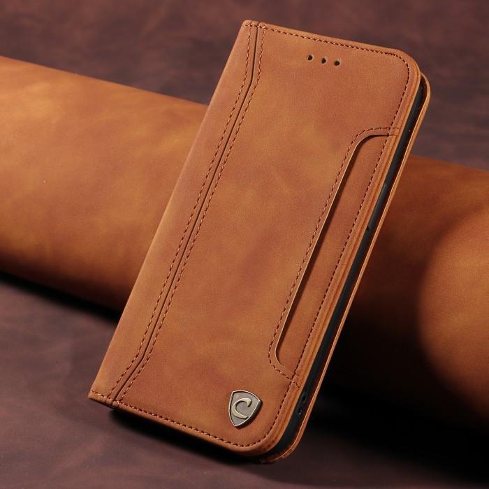 OPPO F7 CASEON FLIP WALLET CARD SLOT LEATHER CASE C001 - COKLAT TUA
