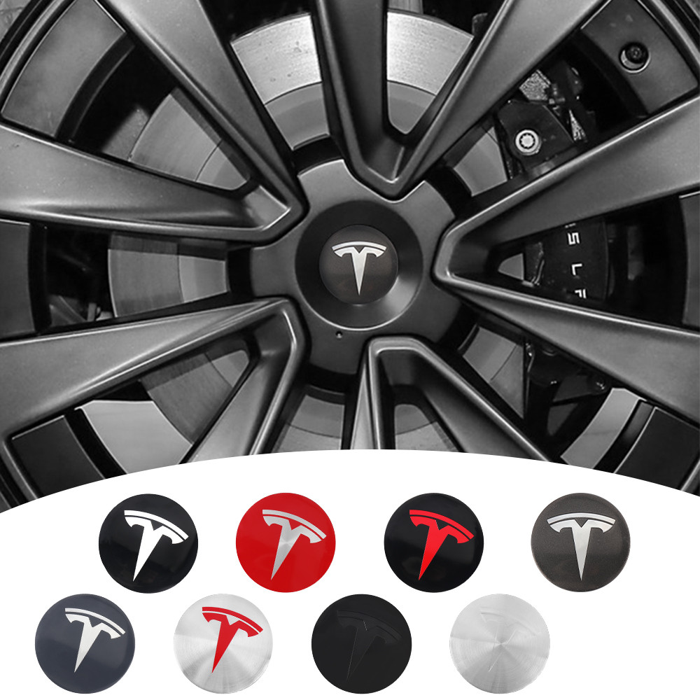 4pcs/set 3D Car Wheel Center Hub Caps Sticker  Auto Emblem Wheel Center Cap for Tesla Model 3 Model 