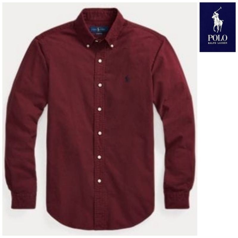 Kemeja Polos Stylish Ralph Lauren Pria Lengan Panjang