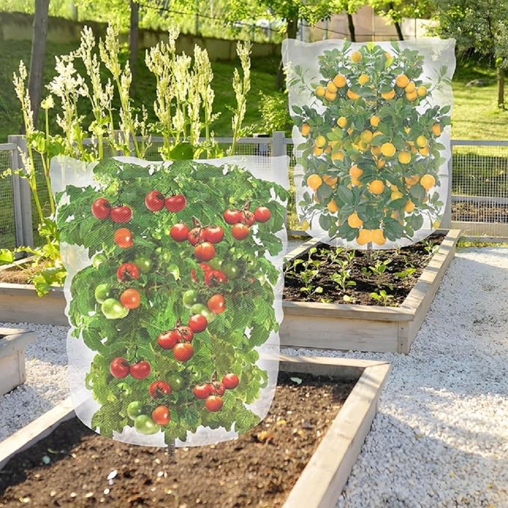Plant Protection Bag Garden Netting Cover with Zipper Drawstring Garden Insect Netting Transparent B