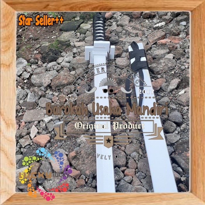 mainan pedang kayu katana bokken 61cm ichigo anime cosplay full white