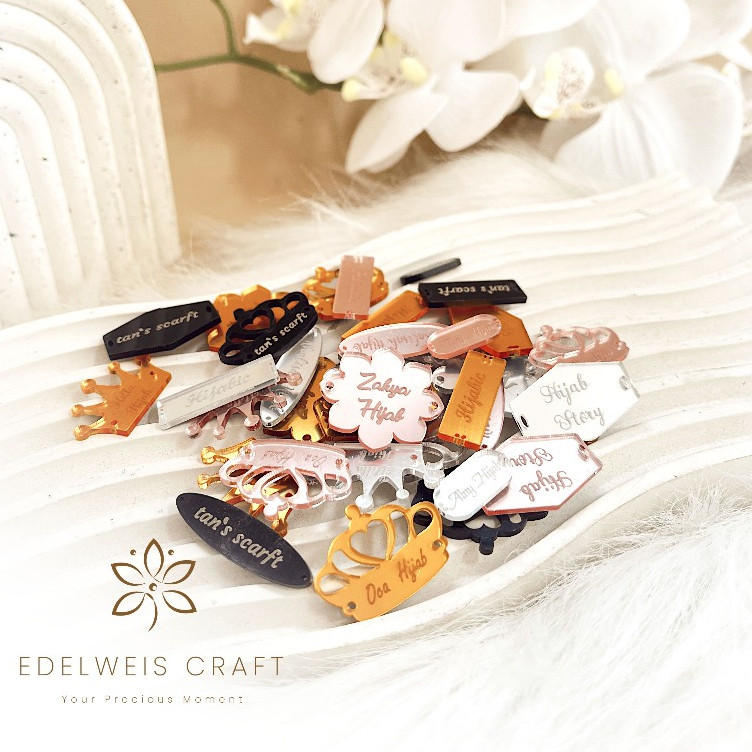 TERLARIS LABEL AKRILIK / LABEL HIJAB BRANDING / CUSTOM LABEL / LABEL HIJAB