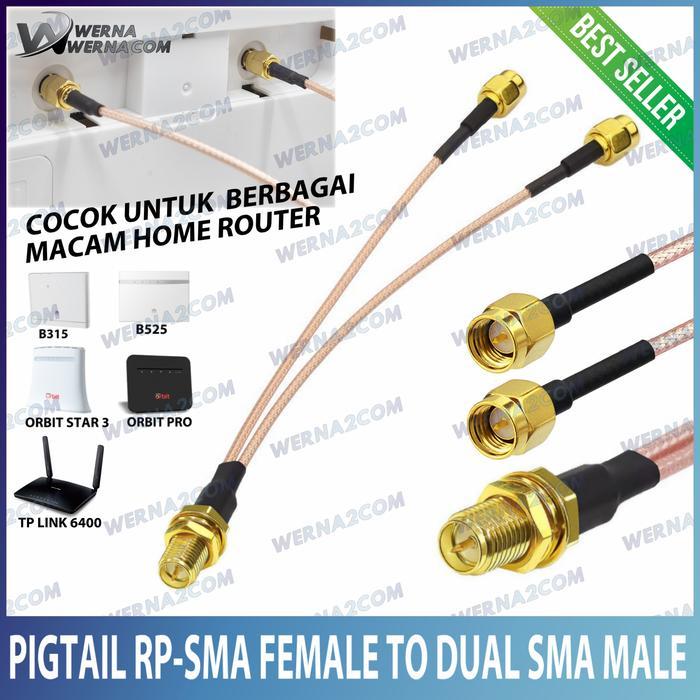 PIGTAIL RP SMA Female to dual SMA male MODEM Orbit star B525 TPlink