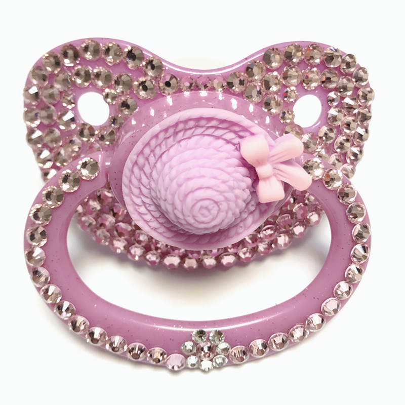 MIYOCAR unique handmade bling pink hat adult pacifier Adult Sized Cute Gem Pacifier Dummy ABDL Silic