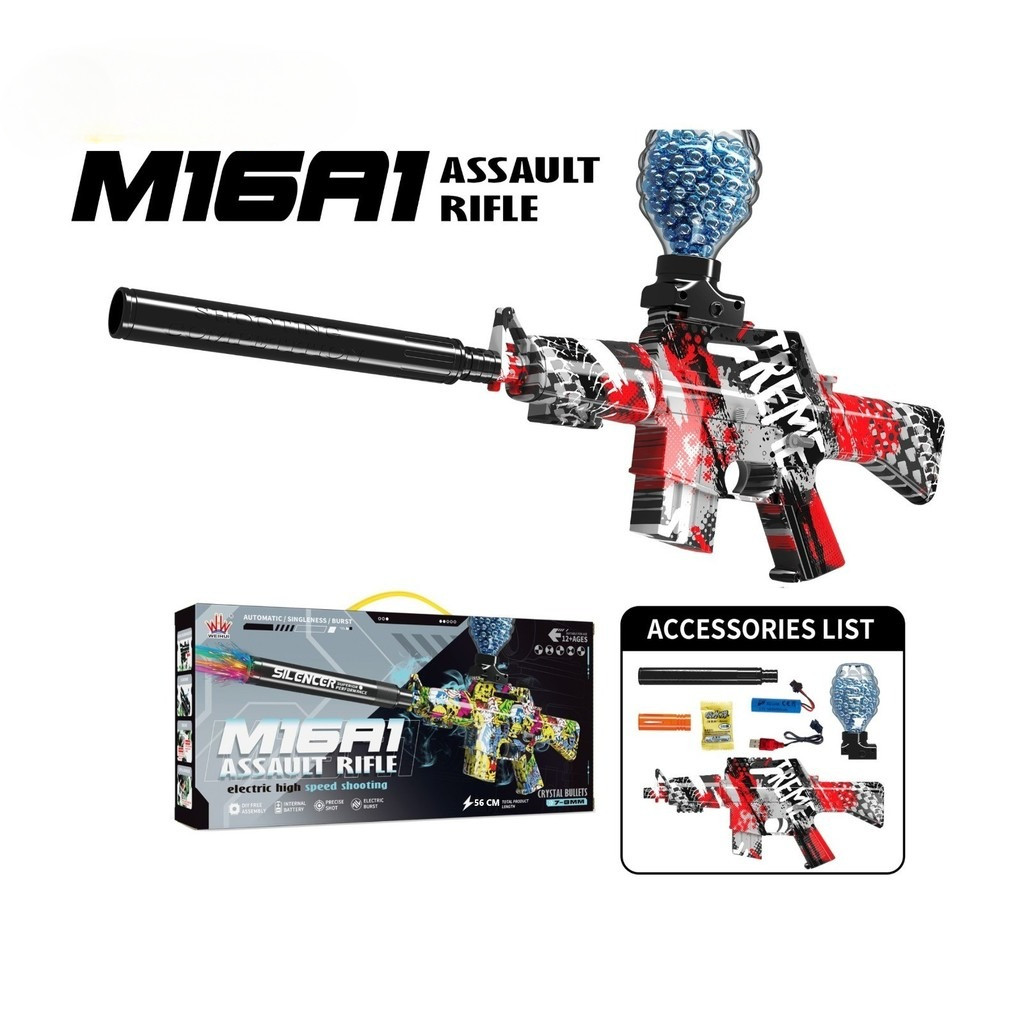 Mainan Tembakan Bubble Gel Keren Otomatis WH11(1-4) M16A1 ELECTRIC HIGH SPEED XTS-3036