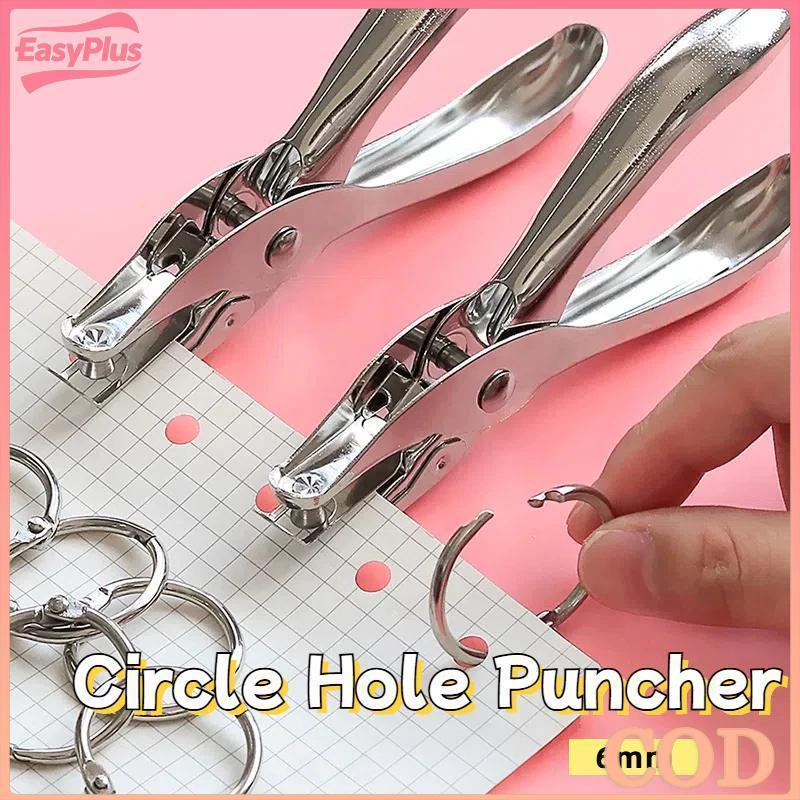 Hang Tag Satu Lubang Puncher  6mm Tiket Puncher Circle Metal Single Hand Held Hole Punch Easyplus