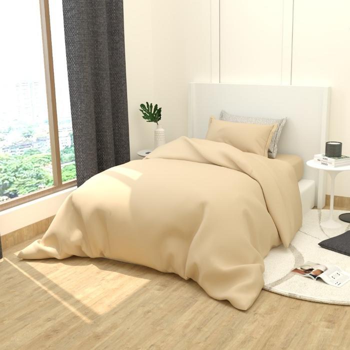 KAWAII Selimut Set 90x200 - Selimut Polos & Sprei Polos Set 90x200 - BEIGE, Tinggi 20 cm