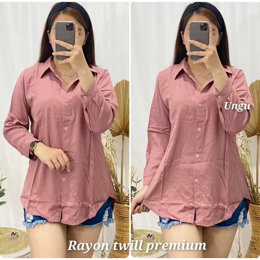 kemeja rayon wanita / Kemeja Polos Cewek / Kemeja Polos Kantor / kemeja rayon twill / kemeja polos w