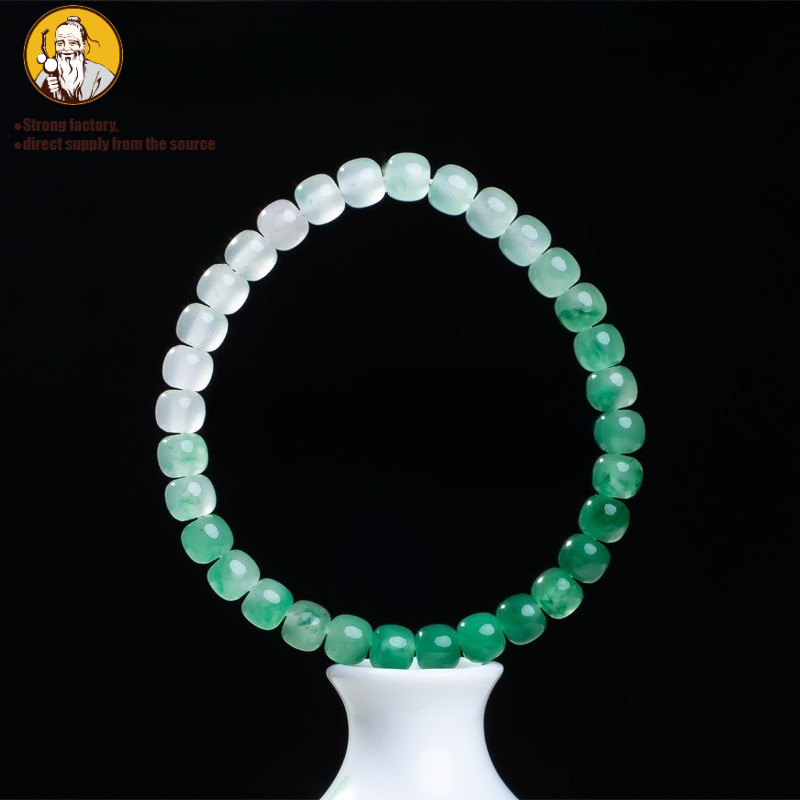 Gelang hijau Afrika mutiara tua alami, gelang giok es Dulong.