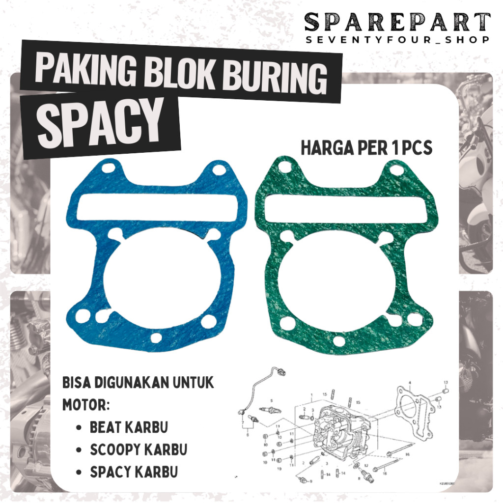 PAKING GASKET  BLOK BURING HONDA SPACY KARBU BEAT KARBU SPACY KARBU PERPAK BLOK SEHER  ORIGINAL SRM