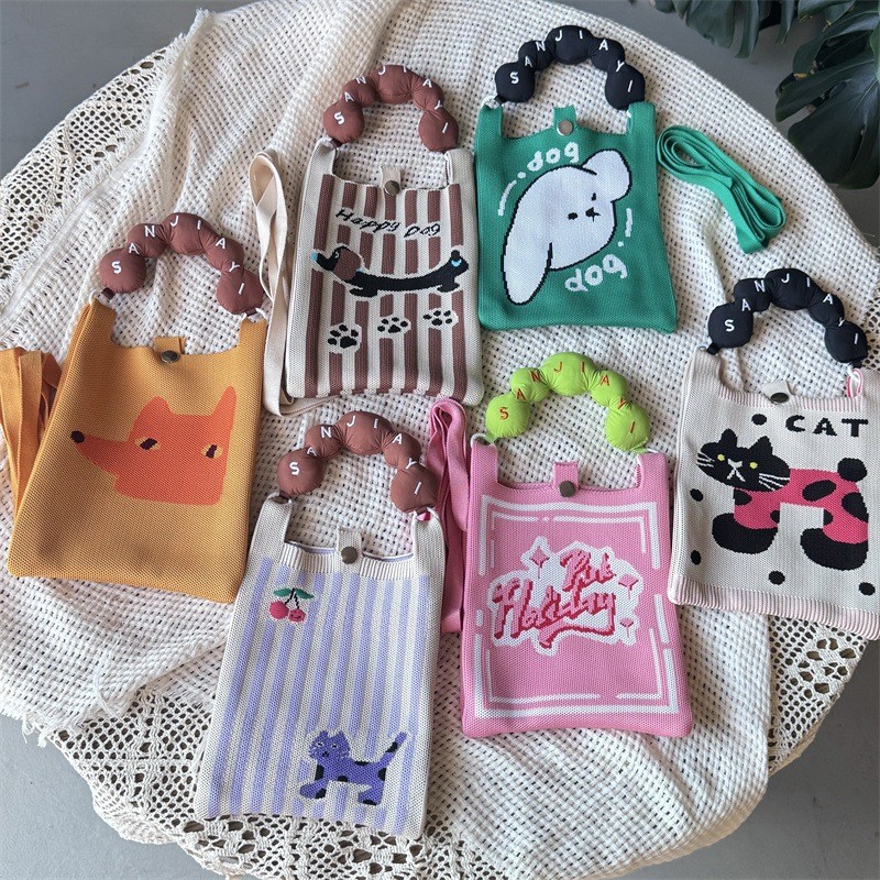 Mouseman - Tas Selempang Rajut Knitted Mini Bag Korea / Tas HP Rajut Mini / Tas Fashion Korea Wanita