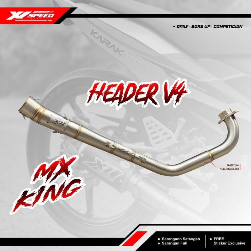 Knalpot X1 Speed Racing Leher V4 Kenalpot Mx king