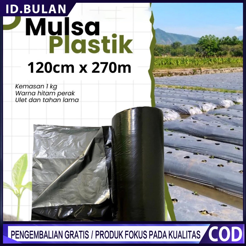 Per Roll Mulsa Hitam Perak Lebar 60cm-120cm/Mulsa Hitam Perak 1 Roll Panjang 250meter/Mulsa Hitam Pe