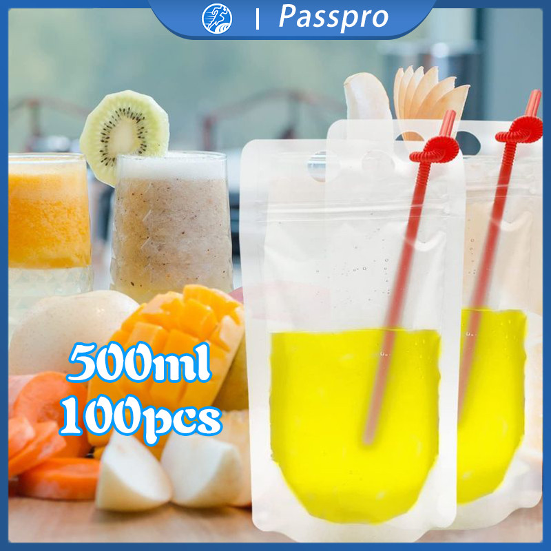 500ml Standing Pouch Minuman 100pcs/Set Kemasan Minuman Kantong Juice Minuman Plastik Jus