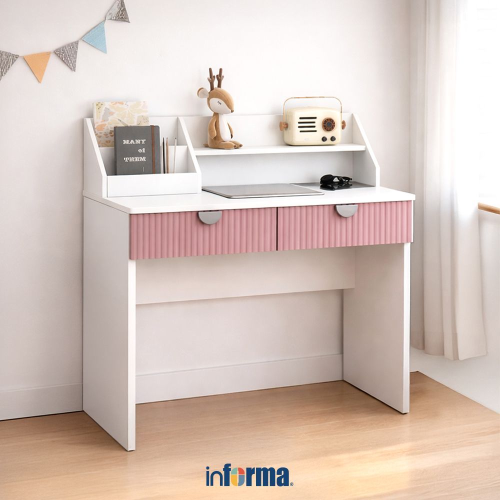 Informa Bianca Meja Belajar Anak - Pink Kids Study Table Perlengkapan Furniture Belajar Meja Studi A