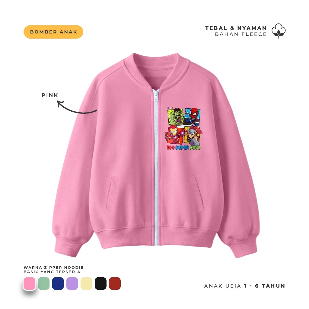 Ulakids Bomber Zipper Jacket / Jaket Bomber Robot 100 Super Days Anak 1-6thn Hoodie Josss Hoodie Jos