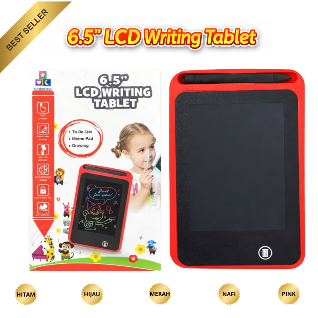 Lcd Drawing Tablet Lcd Drawing Board Anak 6.5 Inch Drawing Tablet Anak Mainan Belajar Seru