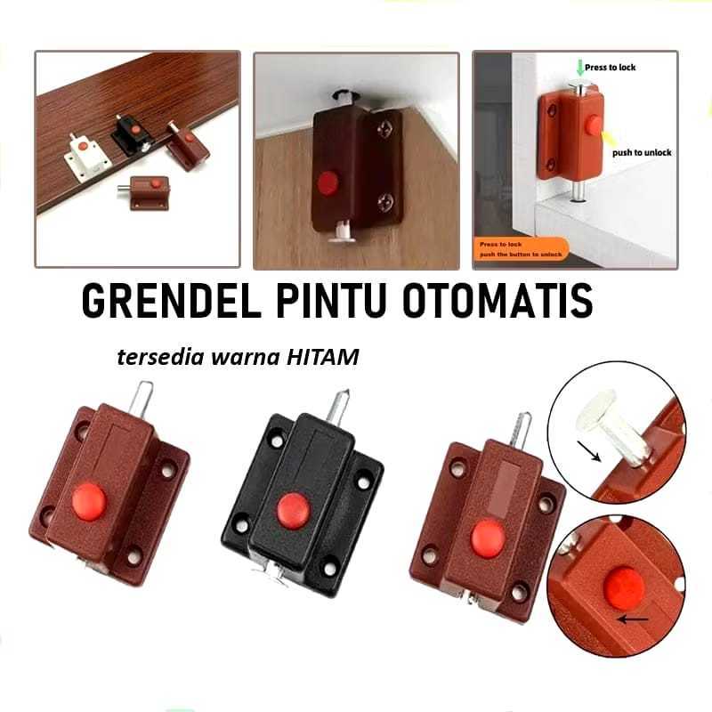 SGM Grendel Otomatis HITAM Slot Pintu Otomatis Grendel Tekan Grendel Pencet Otomatis HITAM Pintu Gem