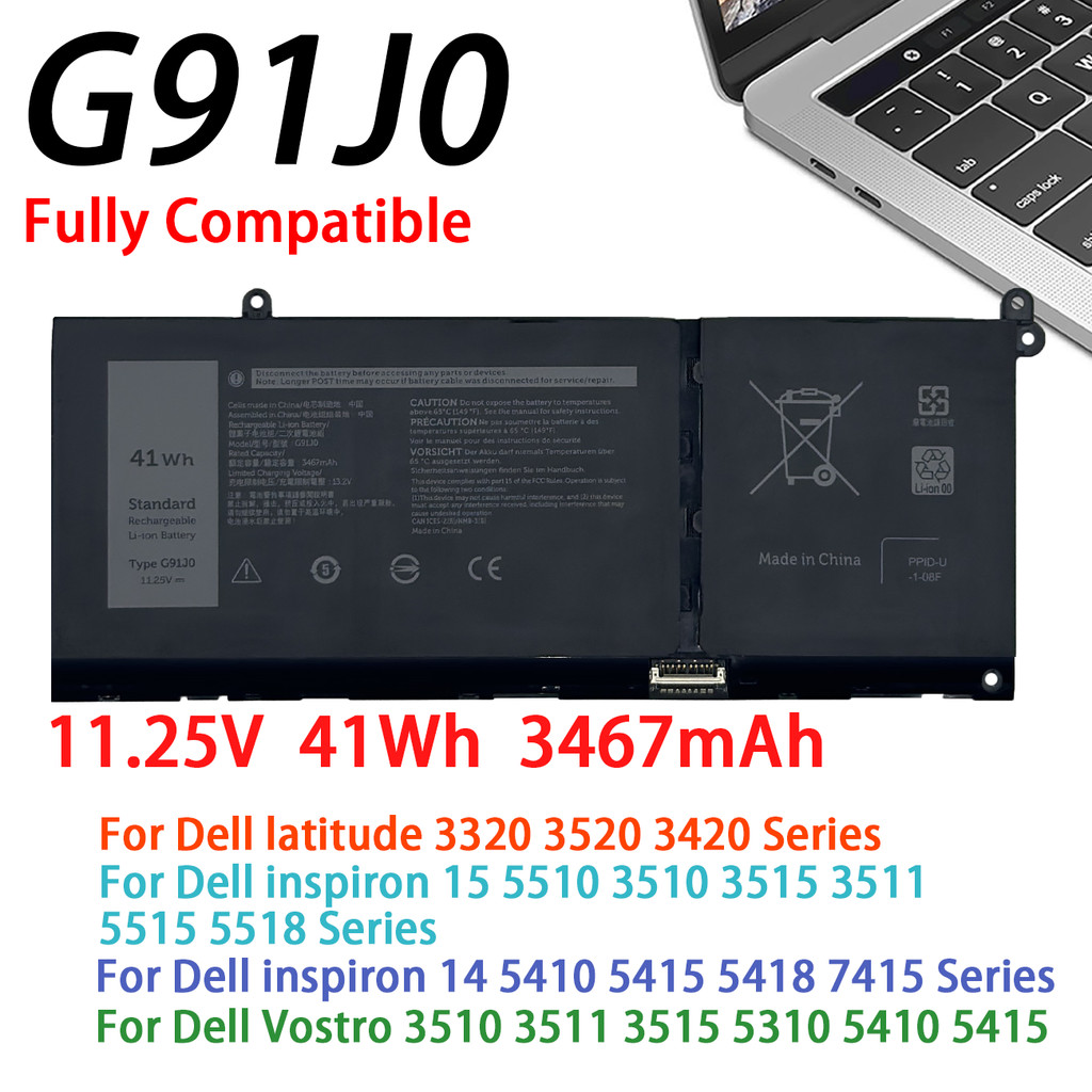 NEW Laptop Batteries G91J0 For Dell Inspiron15 5310 3511 5510 5410 5415 5518 3510 Vostro 3510 Laptop