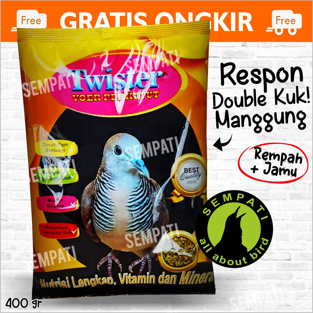 SEMPATI Twister Voer Perkutut 400gr Pakan Pur Pelet Pellet Harian Burung Perkutut Derkuku Makanan Ha