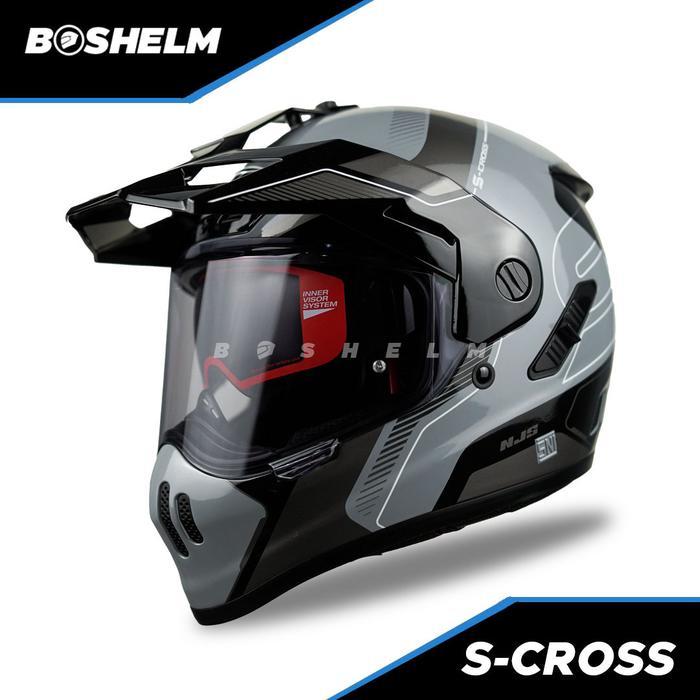 Helm NJS S-CROSS AVANTE Helm Full Face SNI - GREY BLACK, S