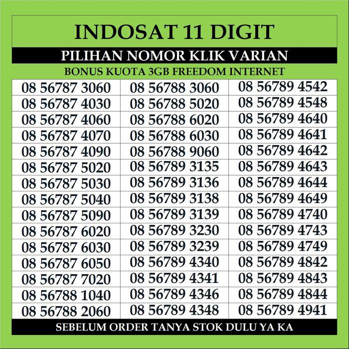 Your Gawai Your Gawai Nomor Cantik Indosat im3 Ooredoo 11 digit Kartu Perdana Internet Freedom 3GB 5