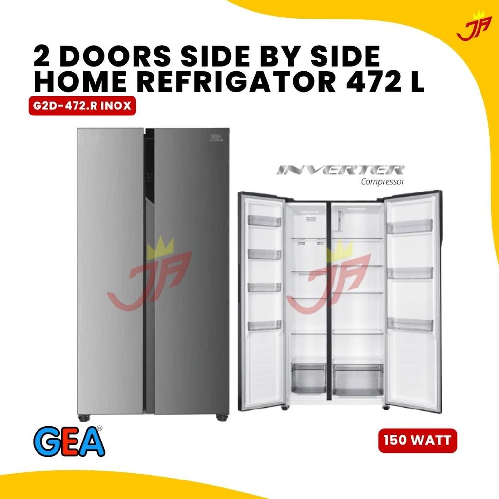 GEA Kulkas Side by Side GEA G2D-472.R Inox Inverter 2 Pintu 472L Hemat Listrik