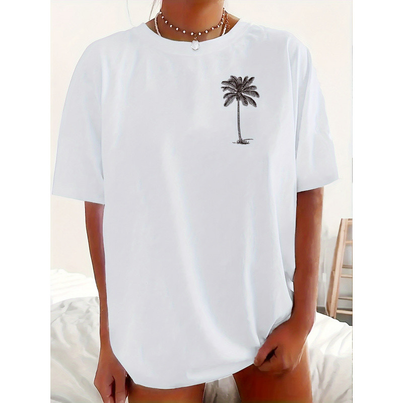 Kaos oversized lengan pendek Gu Di, atasan kasual longgar berkerah bulat.