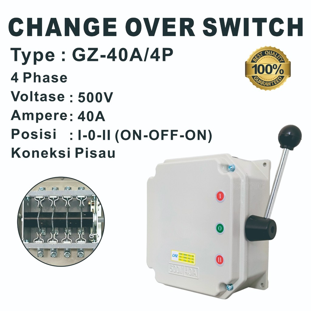 COS MODEL PISAU CHANGE OVER SWITCH MANUAL SAKELAR GZ-40A 4P I-0-II (ON-OFF-ON)
