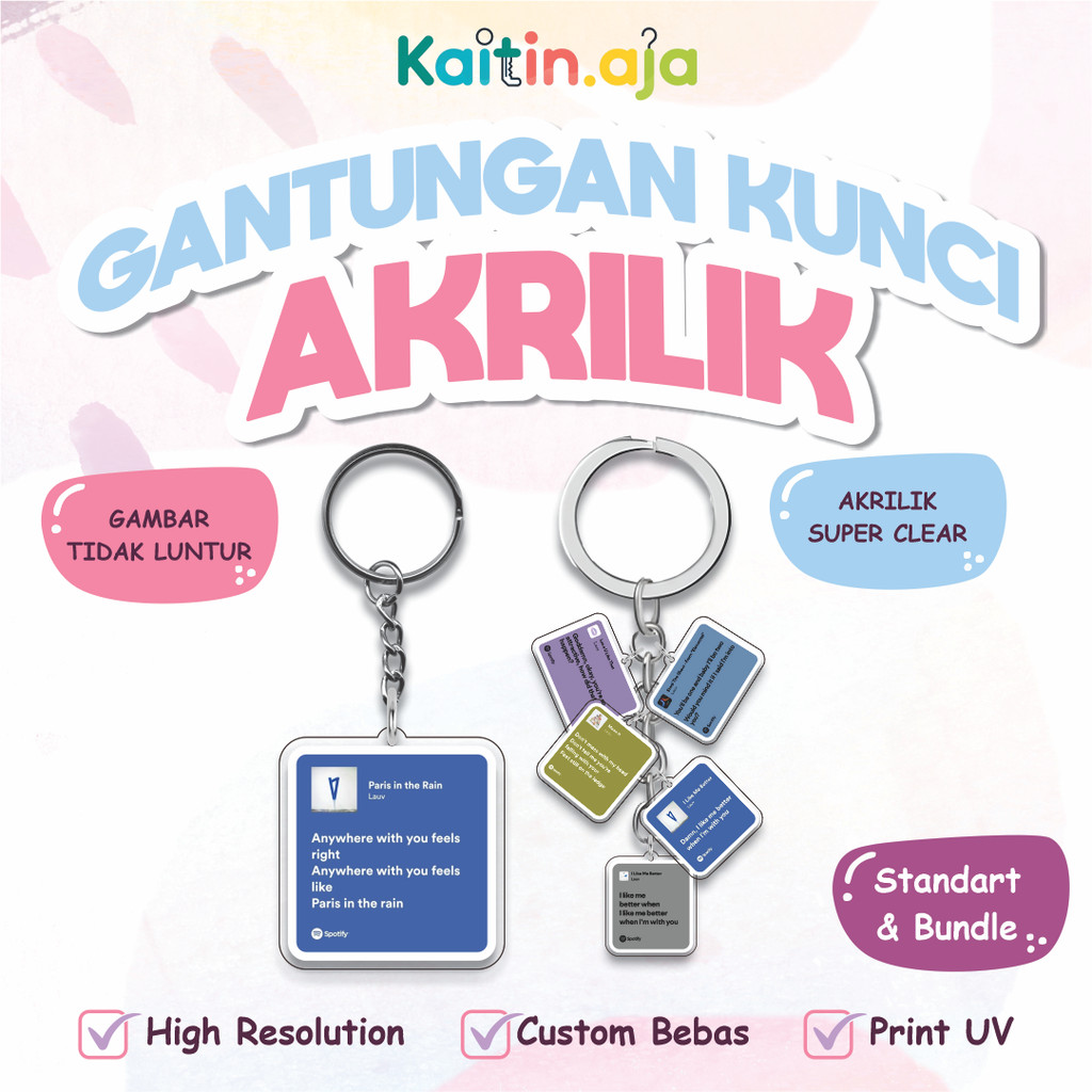 Keychain Lauv Lirik Lagu Spotify Gantungan Kunci Akrilik Print UV 2 Sisi