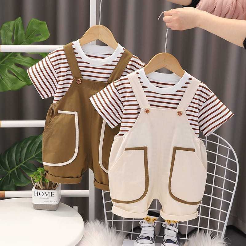 GOPULATOS Brownieground Setelan Kodok Anak Laki Laki Premium Usia 6 Bulan - 5 Tahun Baju Anak Lucu M