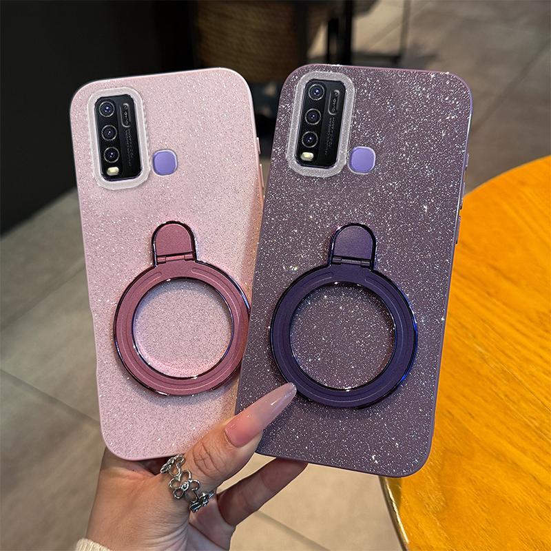 Soft Silikon Casing Hp Untuk Vivo Y30 Case Untuk VIVOY30 1938 Softcase Glitter Dengan Magnetik Brack