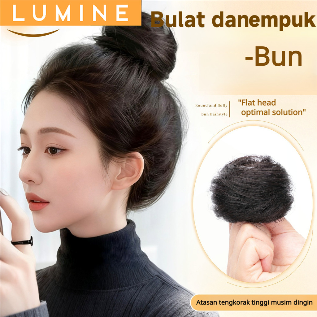 Wig sanggul rendah, ikat rambut, tas rambut sanggul, tas wig gaya antik, sanggul bunga, aksesori ram