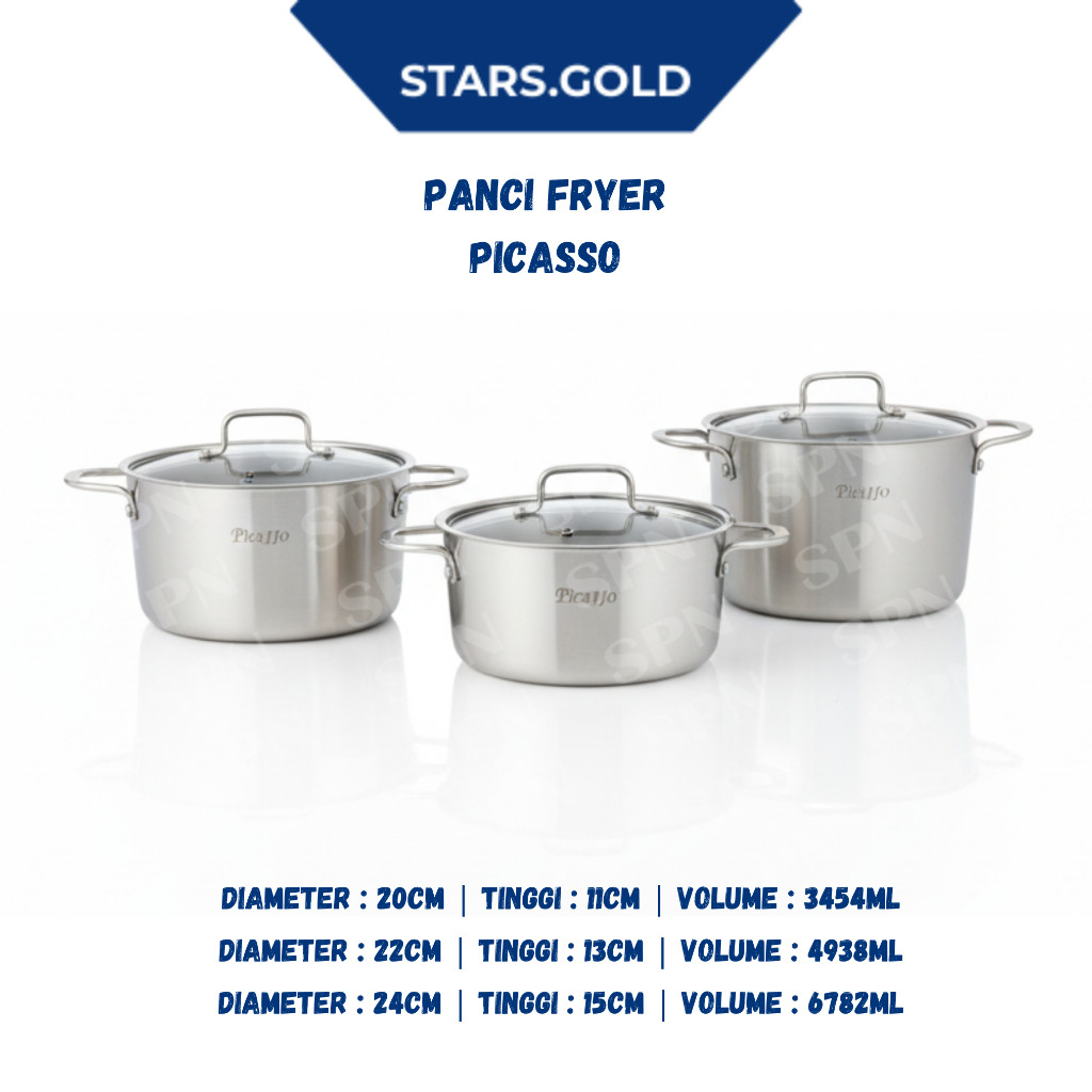 Panci Soup Stainless Steel 304 By Picasso Volume 3L - 6L | Best Seller