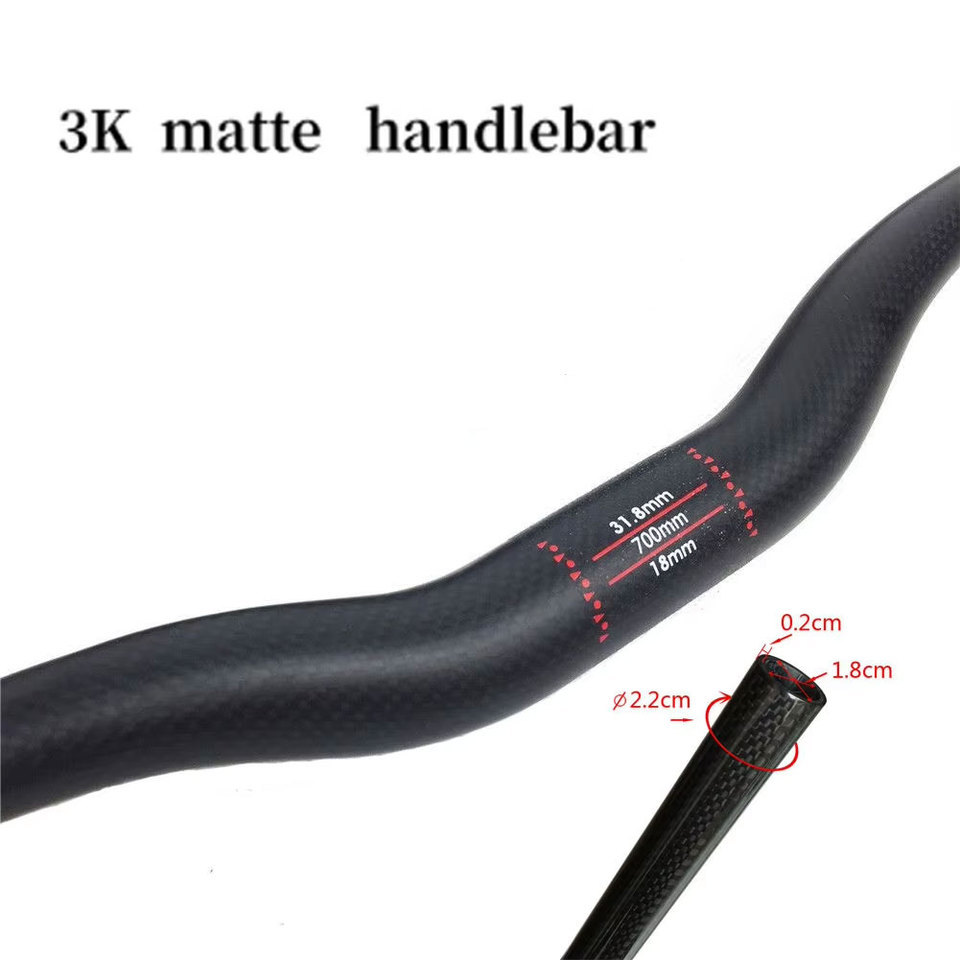 no logo matt carbon handlebar MTB bicycle flat rise  handlebar  31.8*600-760mm cycling parts