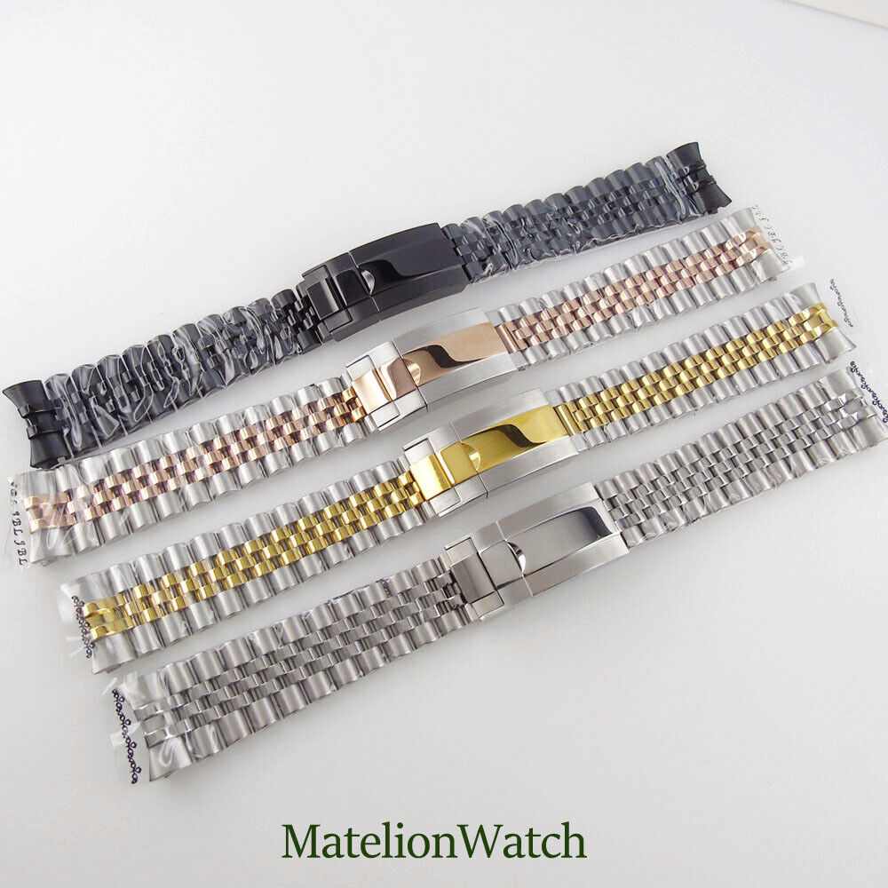 Stainless Steel Wat Strap Jubilee Bracelet 20mm Gold Black Watband PVD