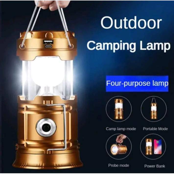 Lampu Emergency LED Lentera Gantung Senter Camping Tenaga Solar Surya - Biru, 2000mAh