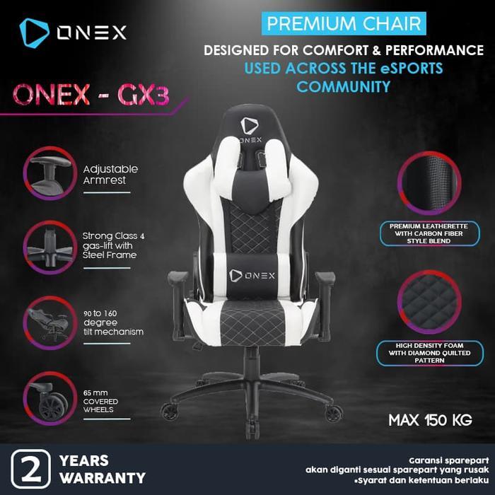 ONEX GX3 Premium Quality Gaming Chair Kursi Gaming - Putih